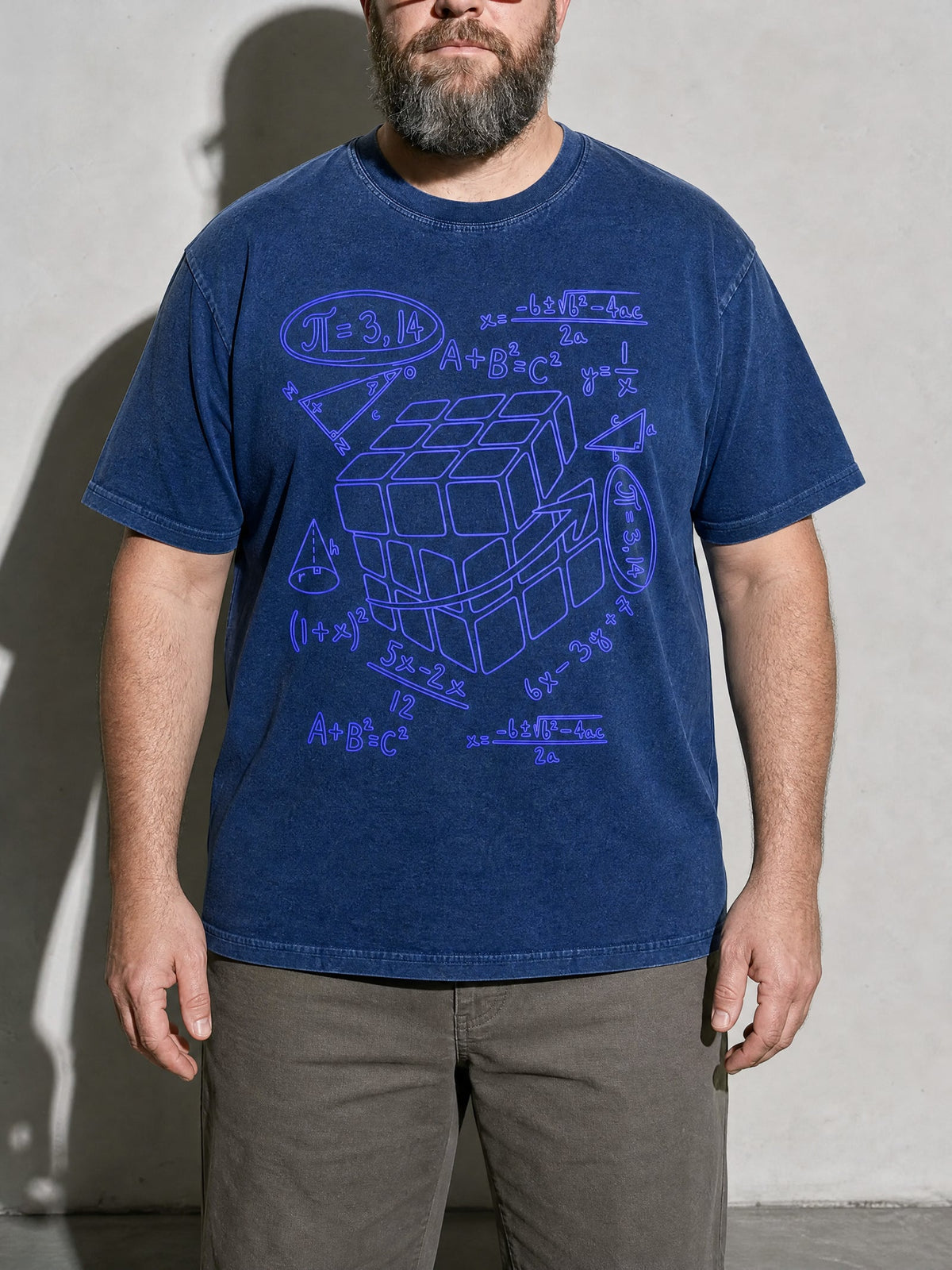 Pi Cubed Premium Shirt - True Navy - on-model zoom