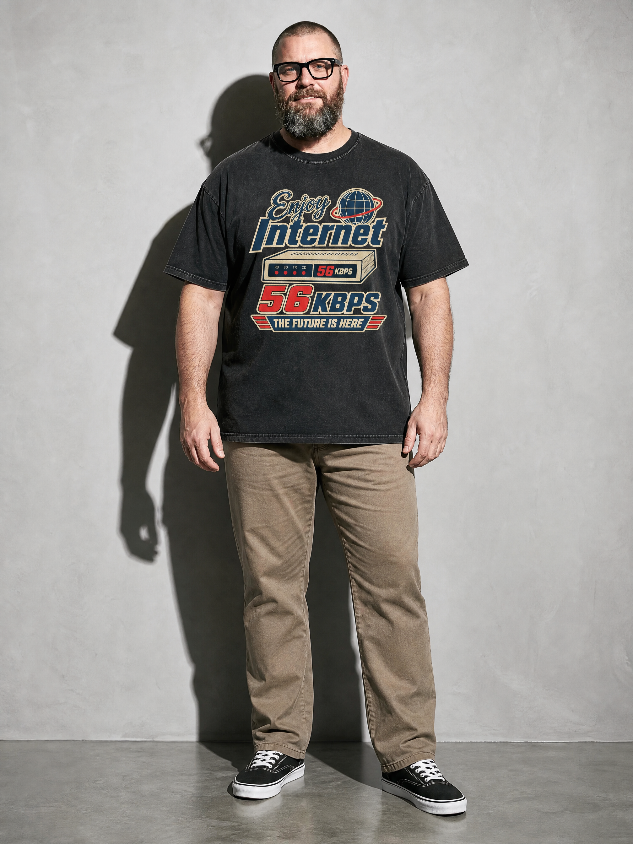 Enjoy Internet 56 Kbps Premium Shirt - Black - on-model full length