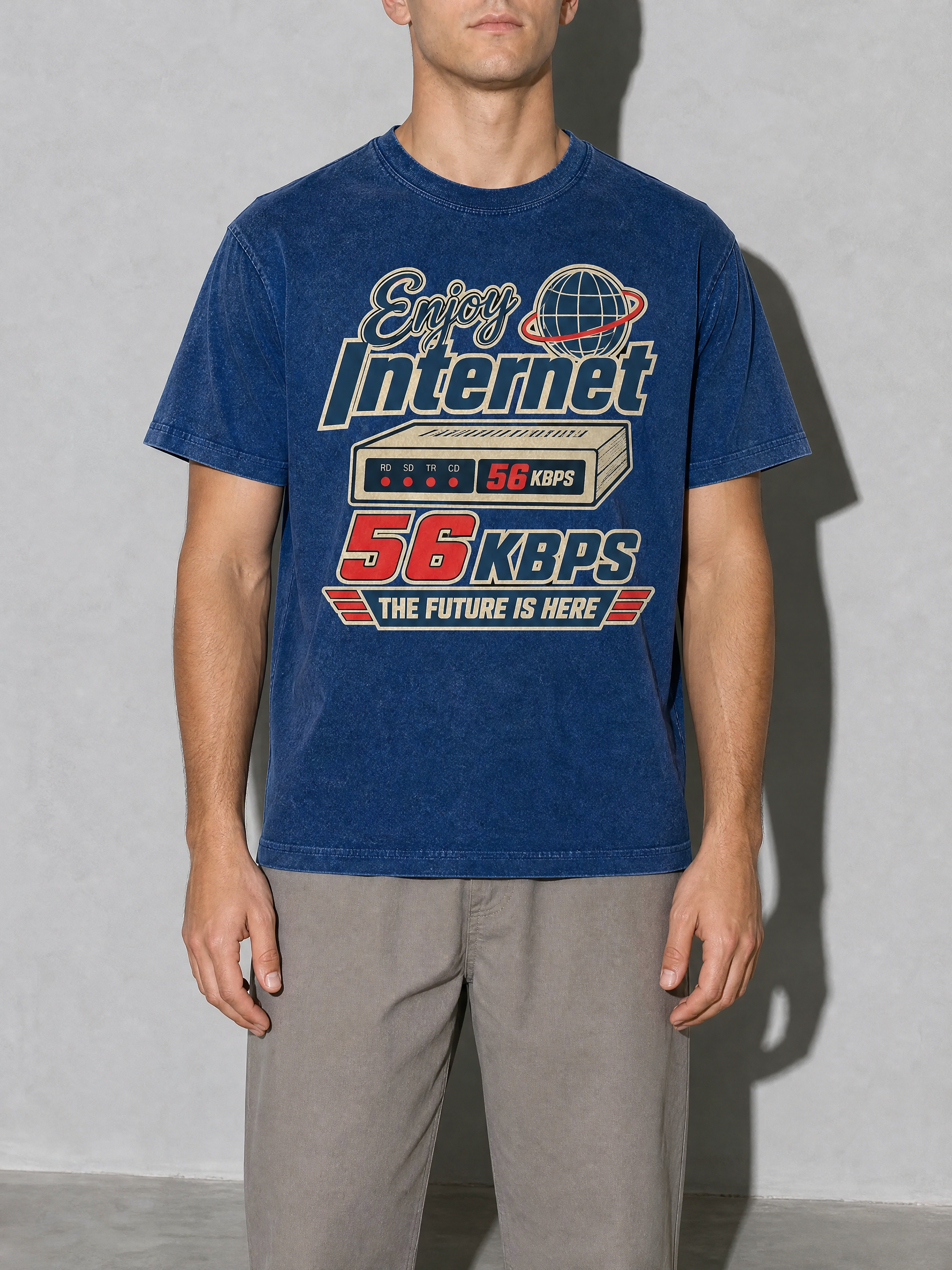 Enjoy Internet 56 Kbps Premium Shirt - True Navy - on-model zoom