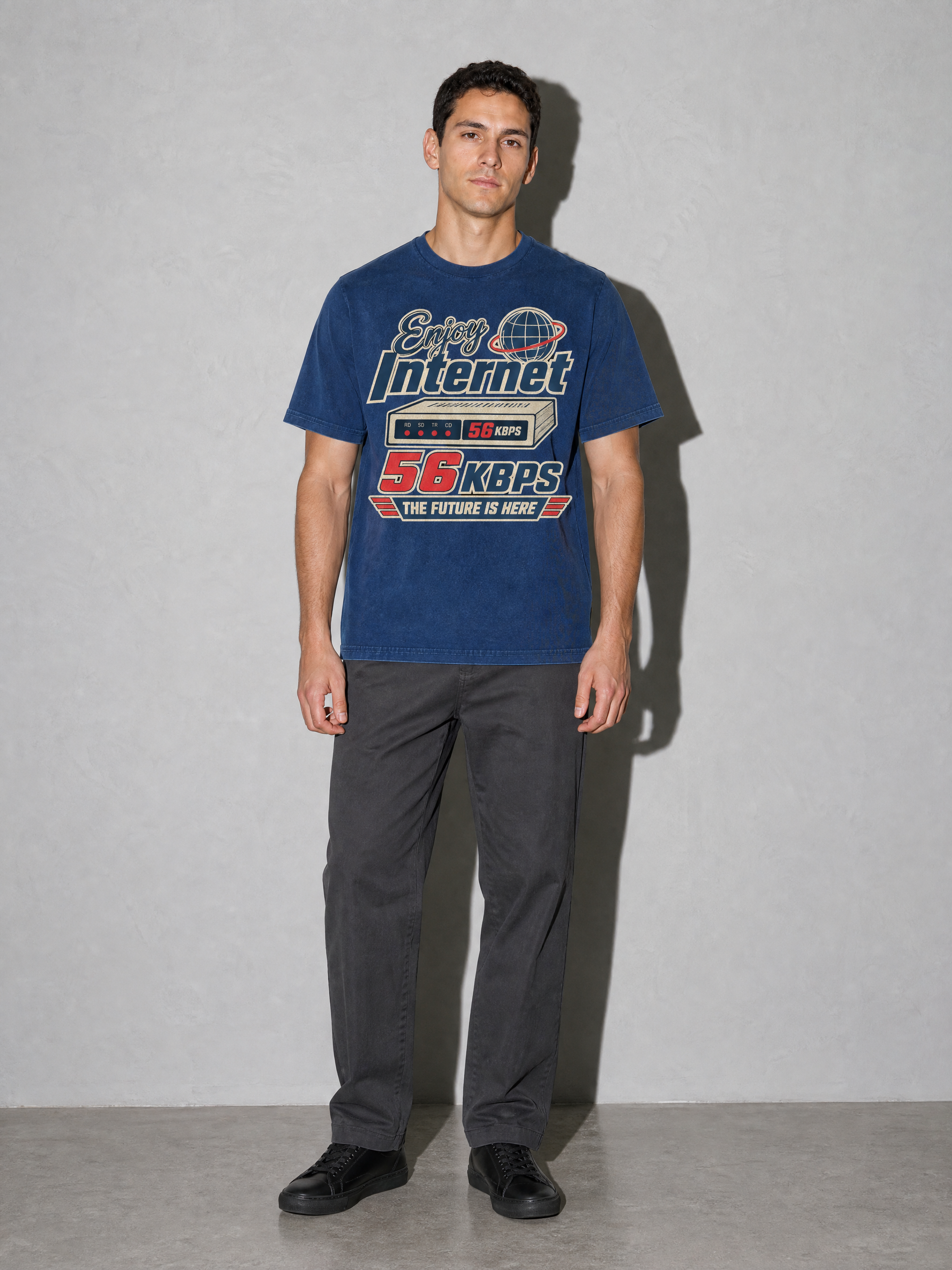Enjoy Internet 56 Kbps Premium Shirt - True Navy - on-model full length
