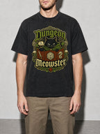 Dungeon Meowster Premium Shirt - Black - on-model zoom