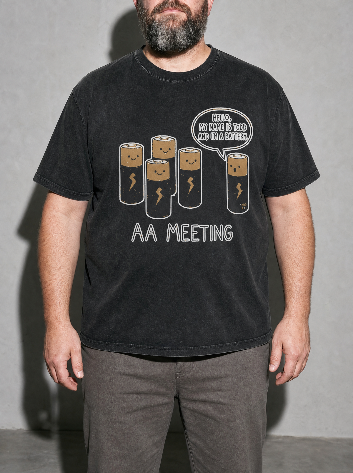 Battery AA Meeting Premium Shirt - Black - on-model zoom