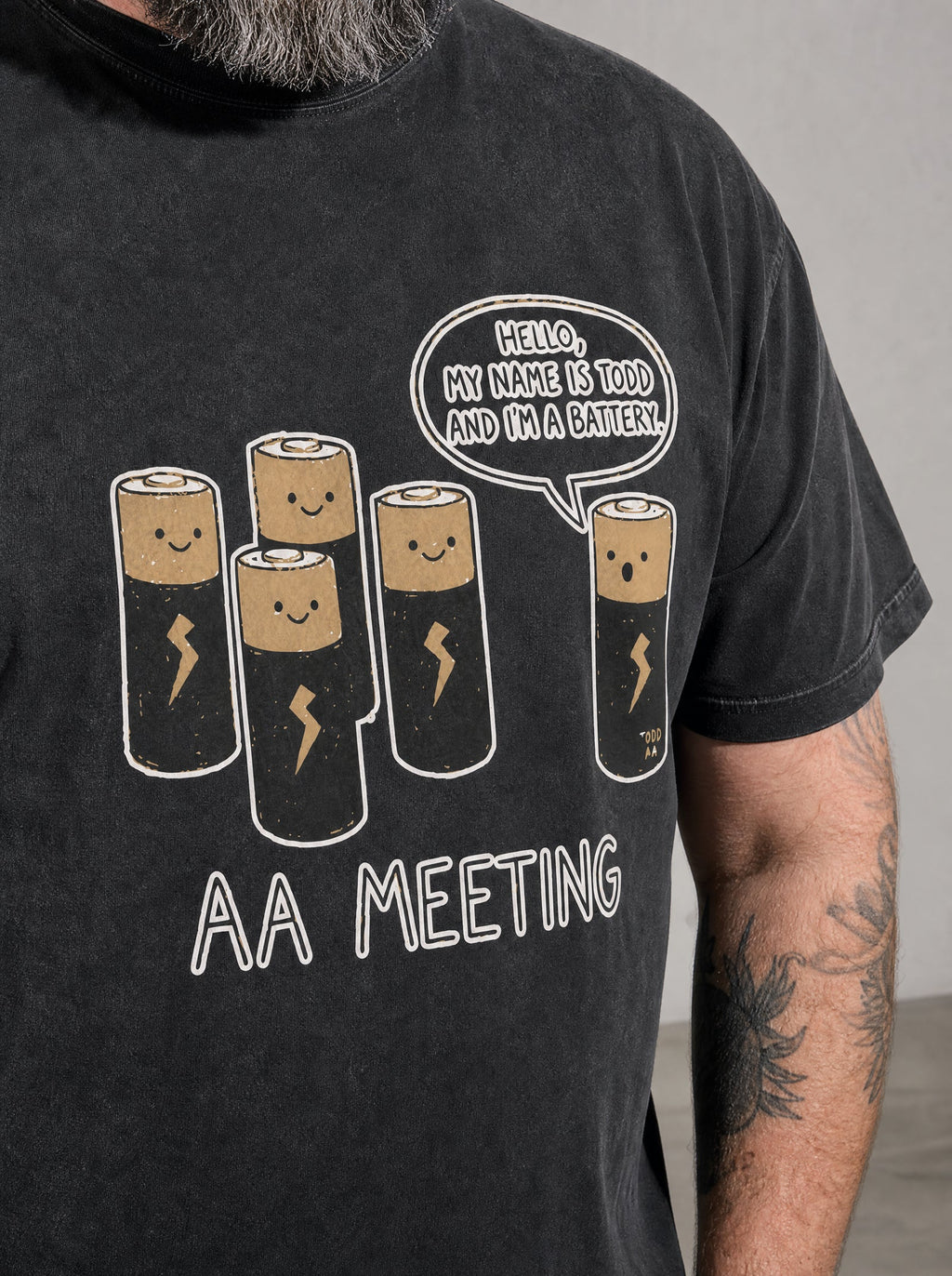Battery AA Meeting Premium Shirt - Black - printed fabric detail