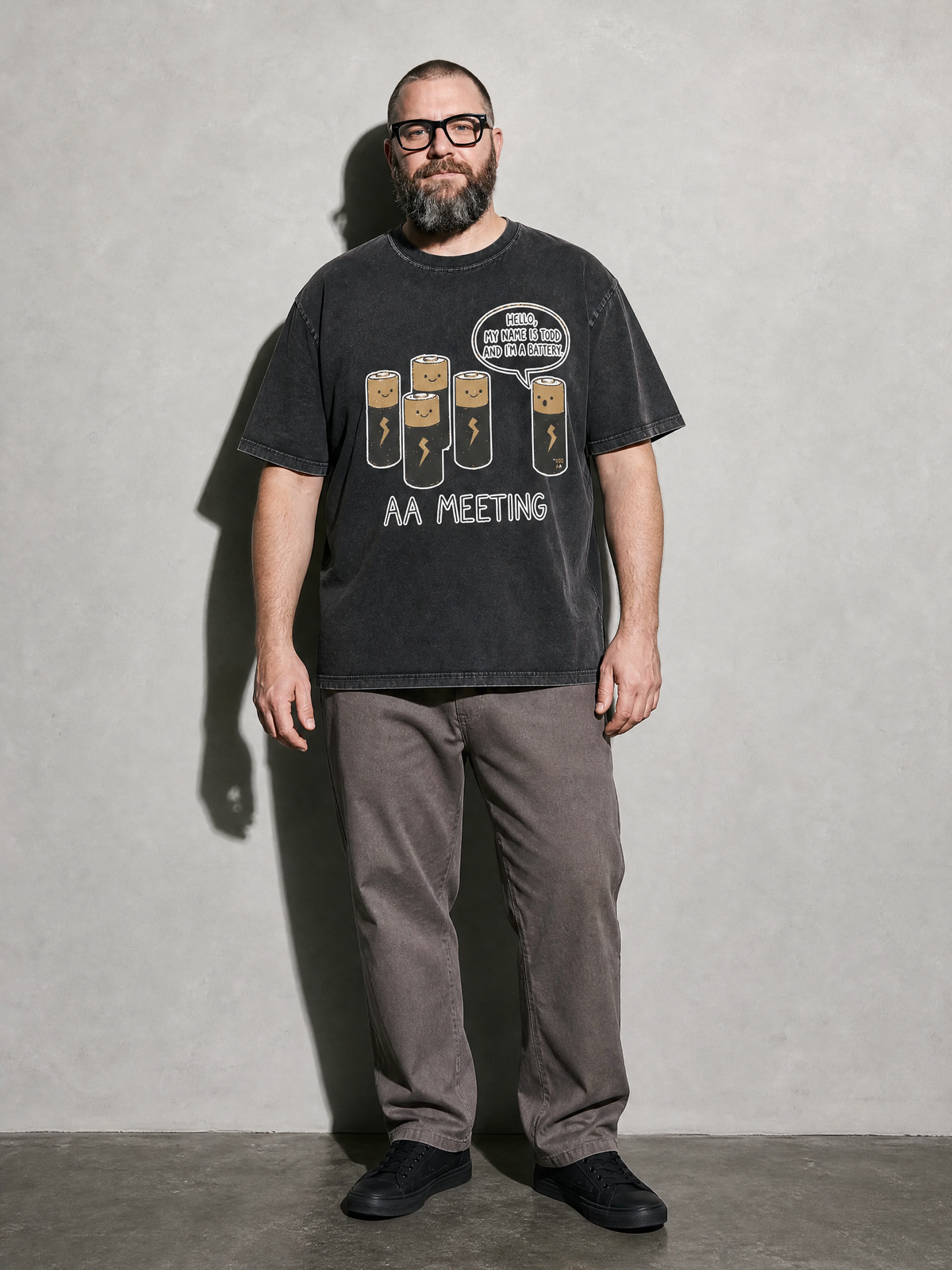 Battery AA Meeting Premium Shirt - Black - on-model full length