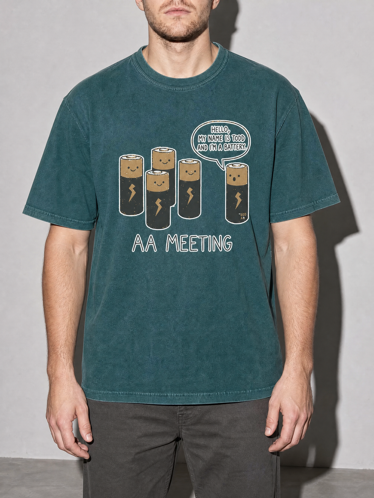 Battery AA Meeting Premium Shirt - Blue Spruce - on-model zoom