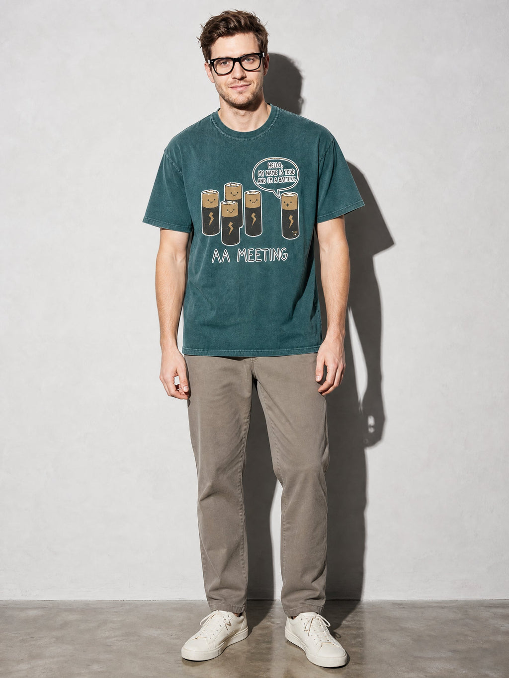 Battery AA Meeting Premium Shirt - Blue Spruce - on-model full length