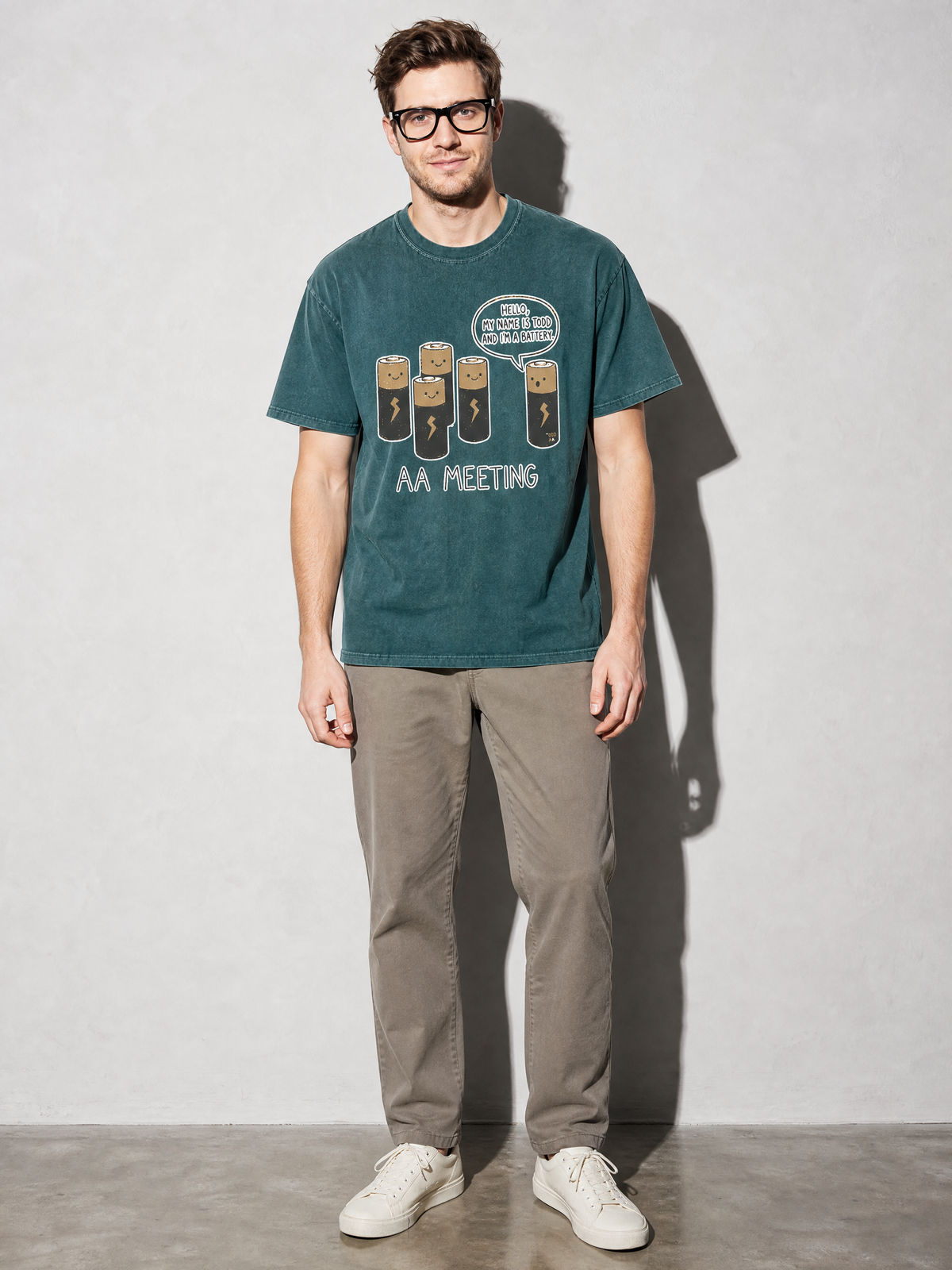 Battery AA Meeting Premium Shirt - Blue Spruce - on-model full length