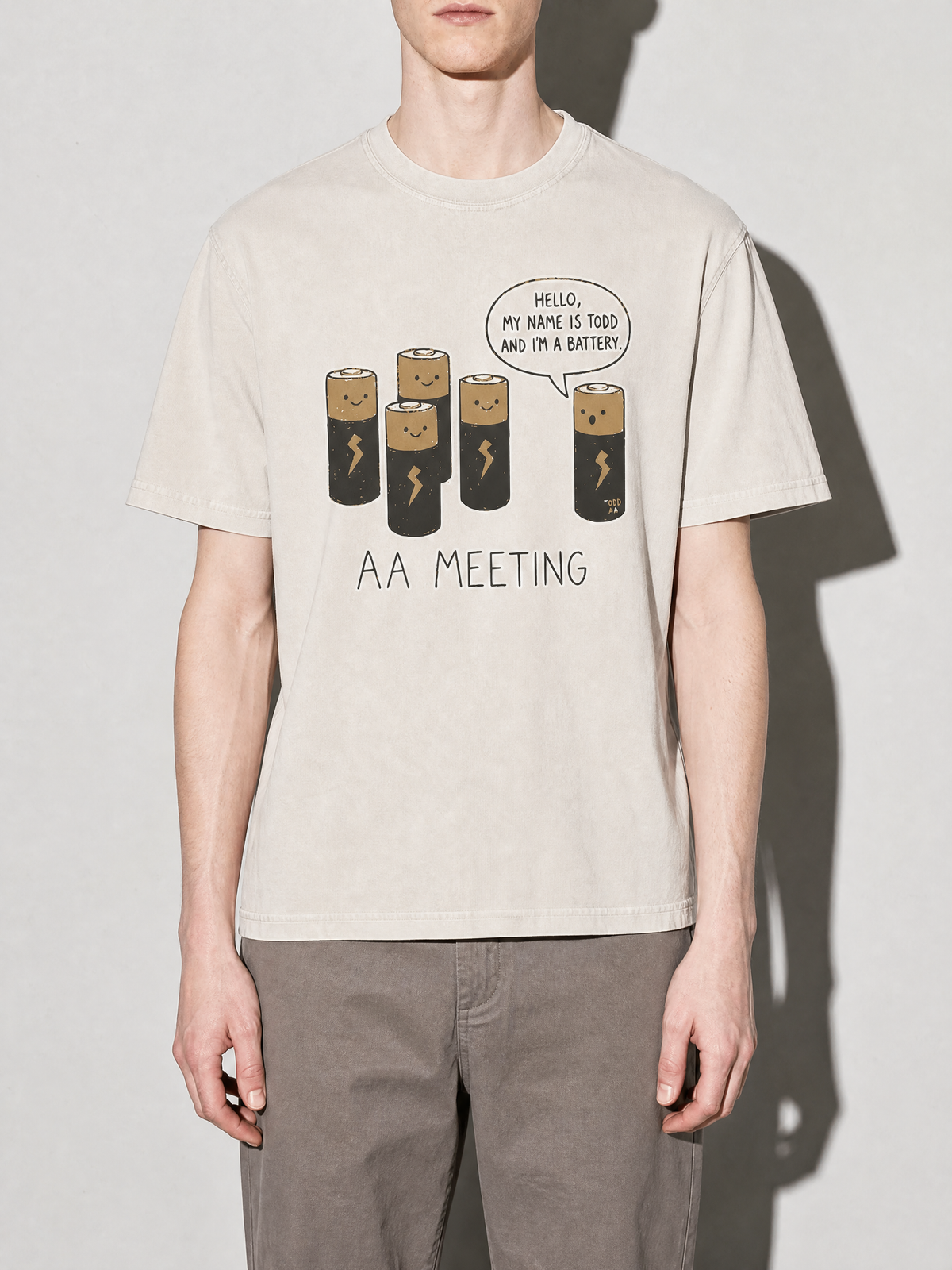 Battery AA Meeting Premium Shirt - Ivory - on-model zoom