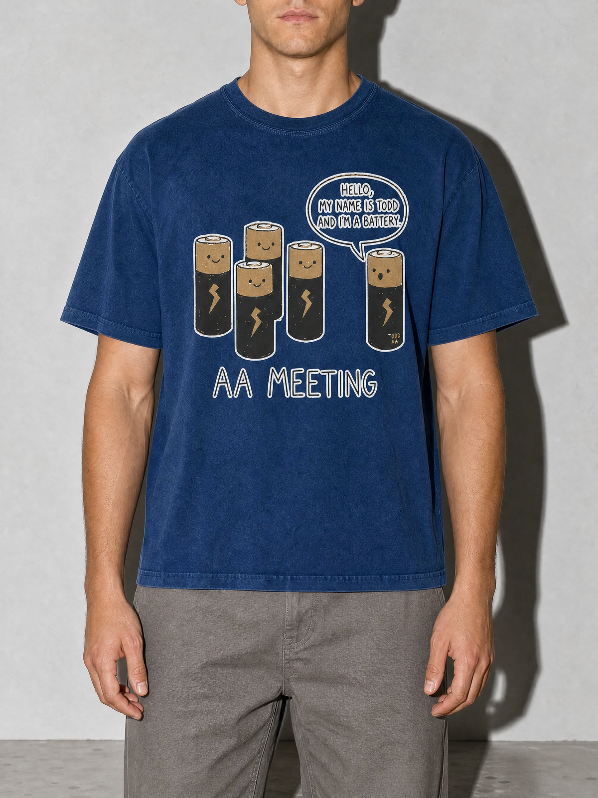 Battery AA Meeting Premium Shirt - True Navy - on-model zoom