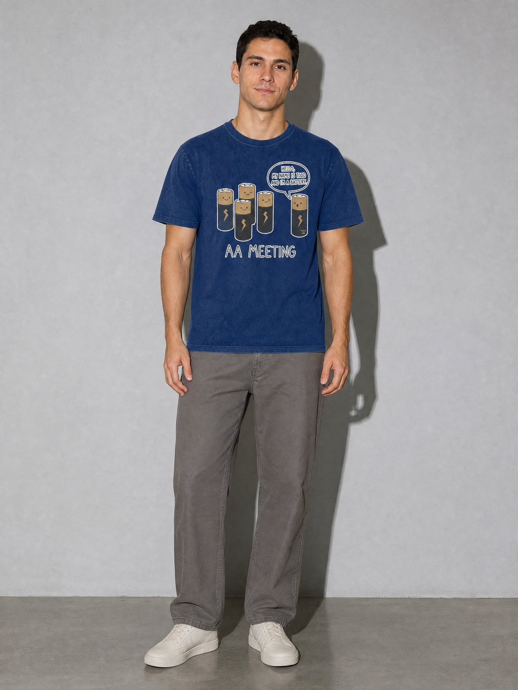 Battery AA Meeting Premium Shirt - True Navy - on-model full length