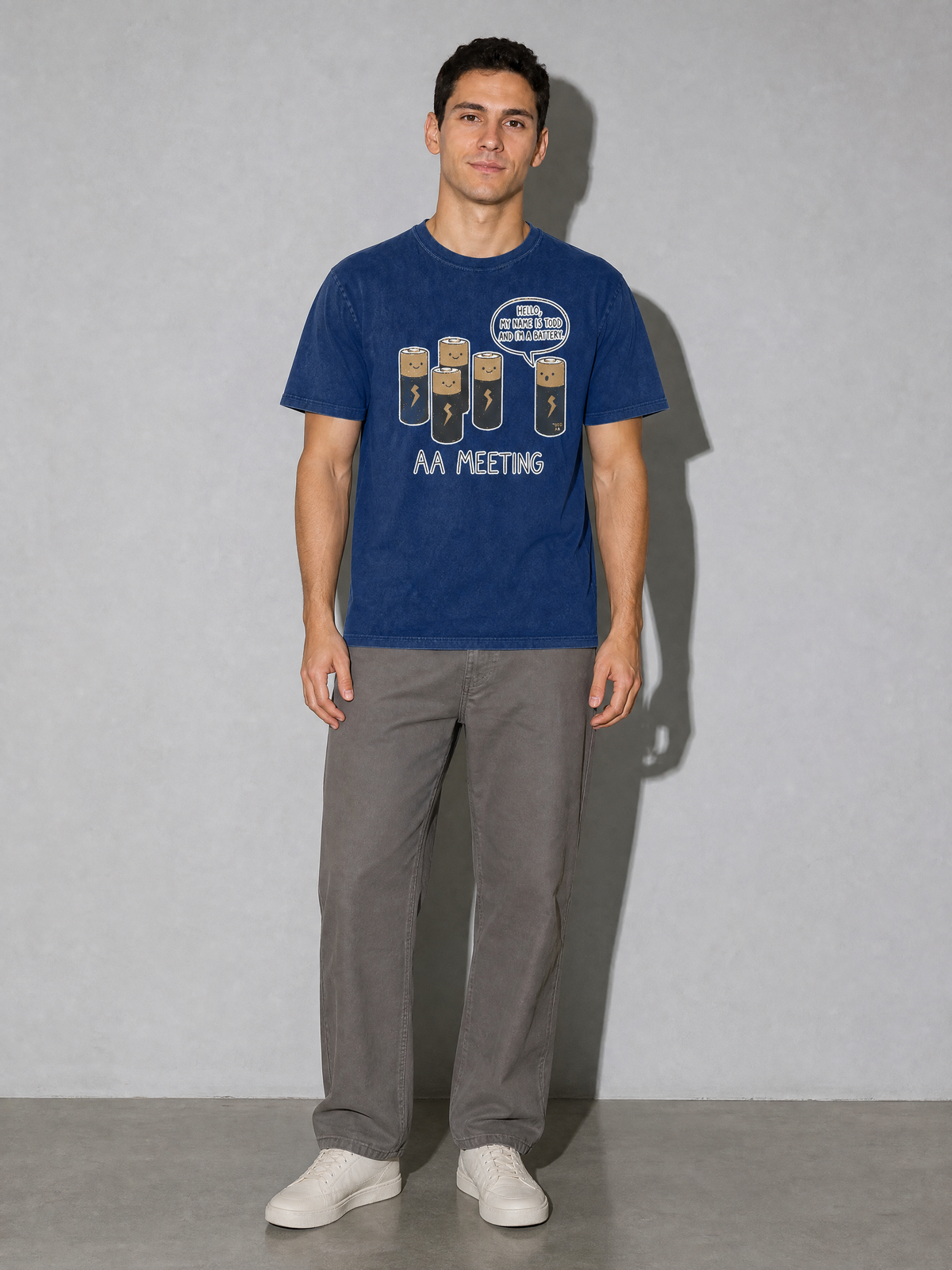 Battery AA Meeting Premium Shirt - True Navy - on-model full length