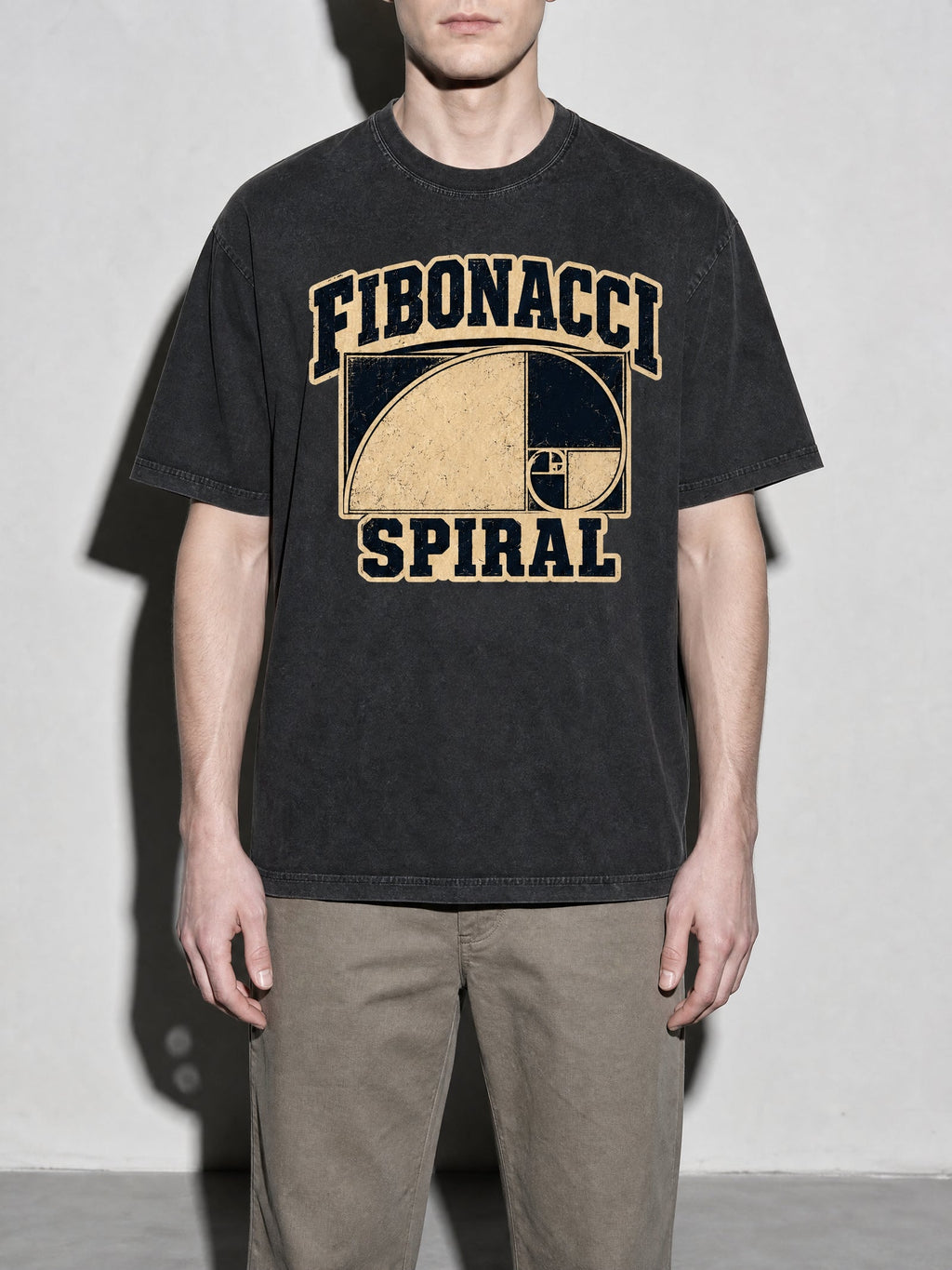 Fibonacci Spiral Premium Shirt - Black - on-model zoom