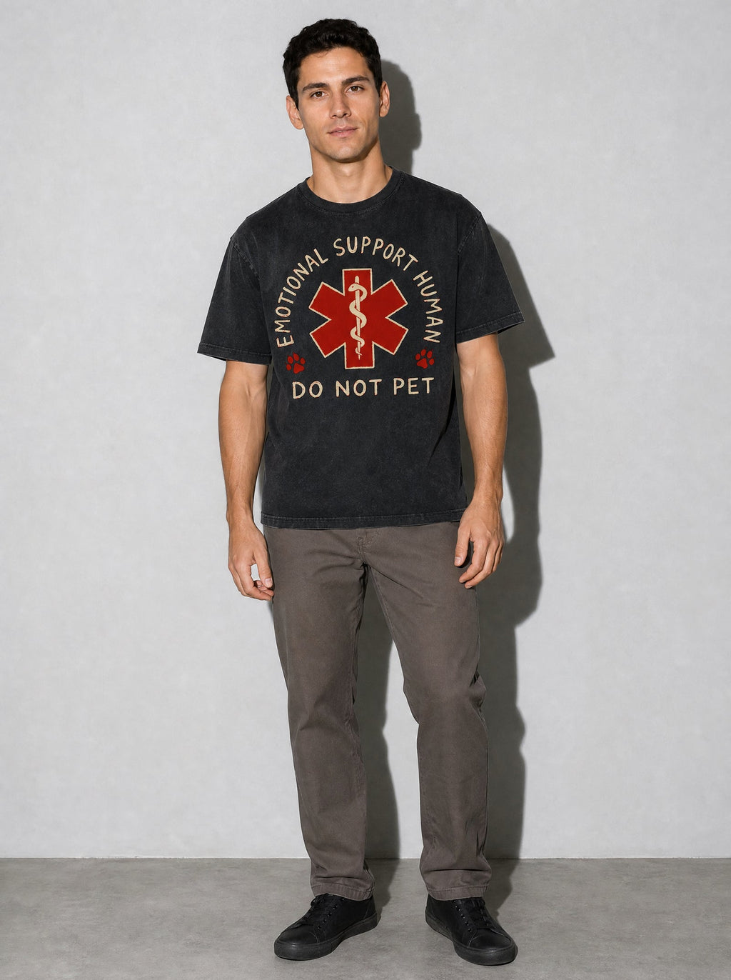 Emotional Support Human Premium Shirt - Black - on-model full length