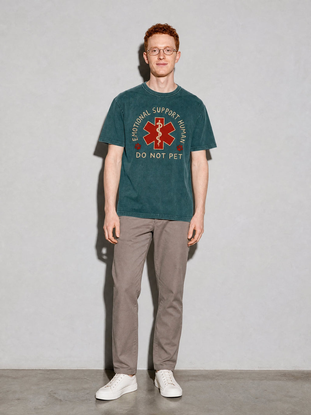 Emotional Support Human Premium Shirt - Blue Spruce - on-model full length