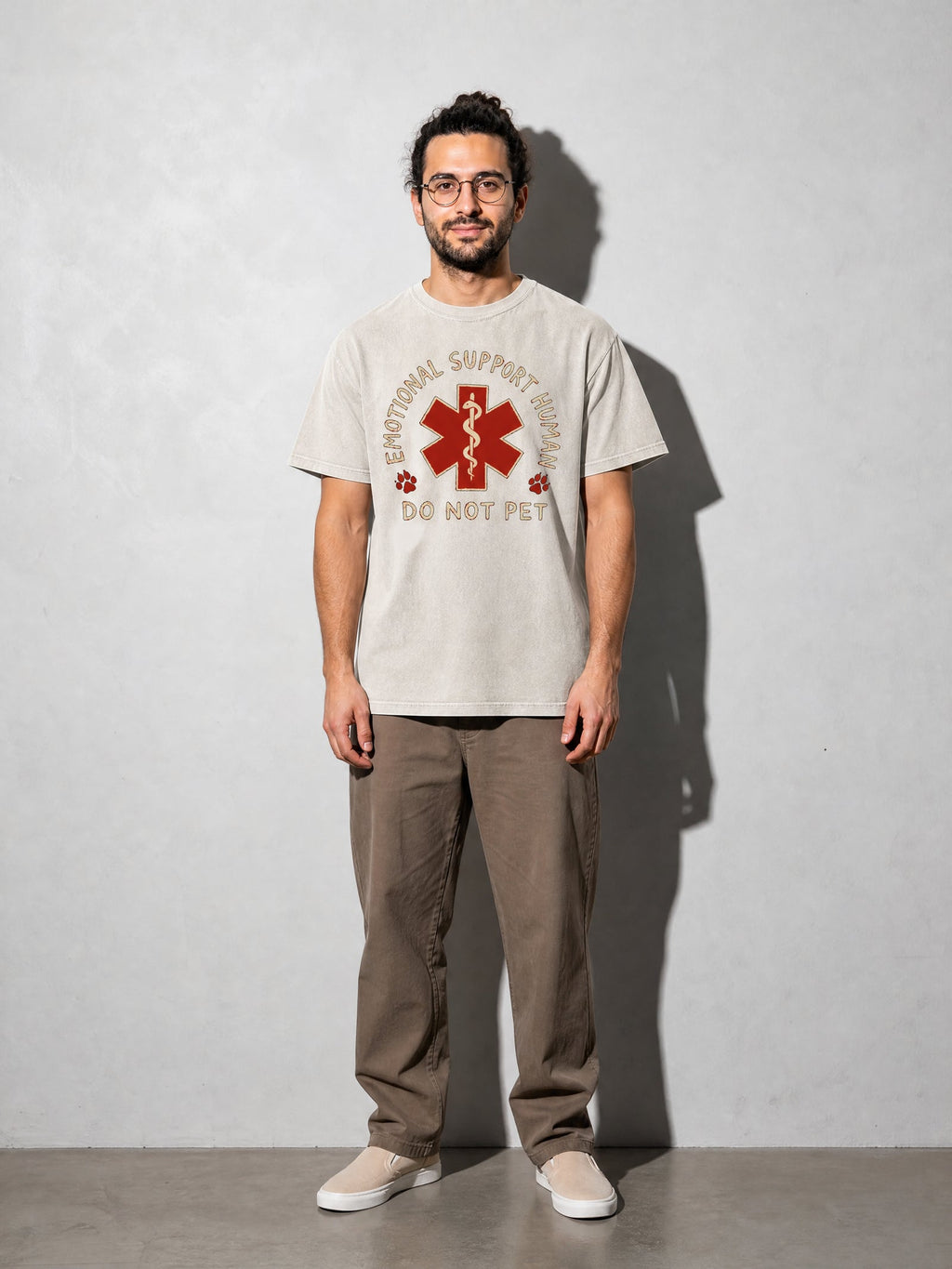 Emotional Support Human Premium Shirt - Ivory - on-model full length
