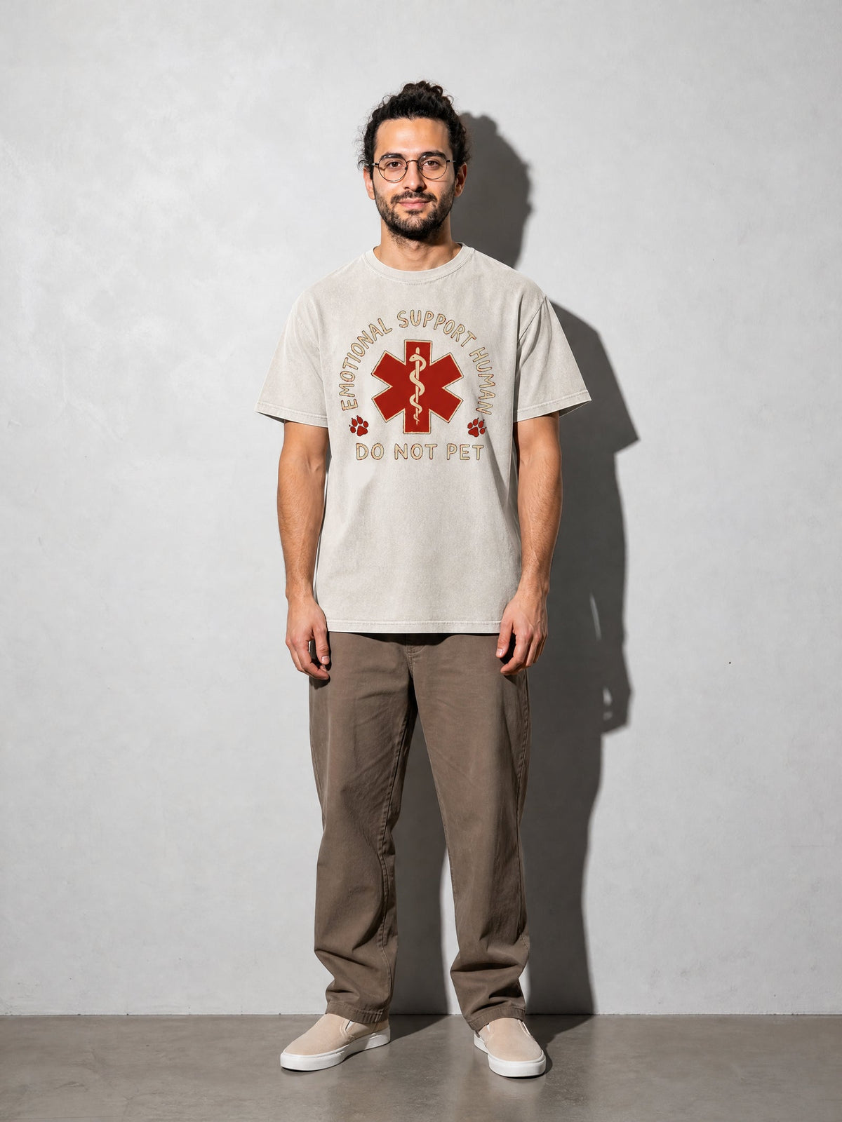 Emotional Support Human Premium Shirt - Ivory - on-model full length