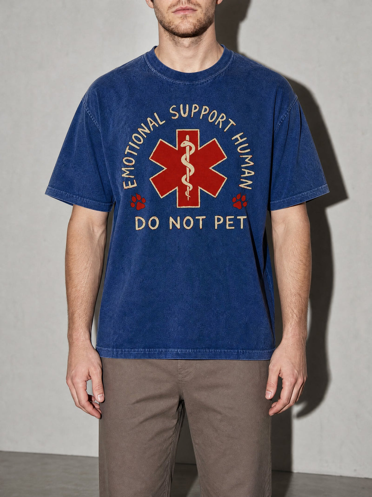 Emotional Support Human Premium Shirt - True Navy - on-model zoom