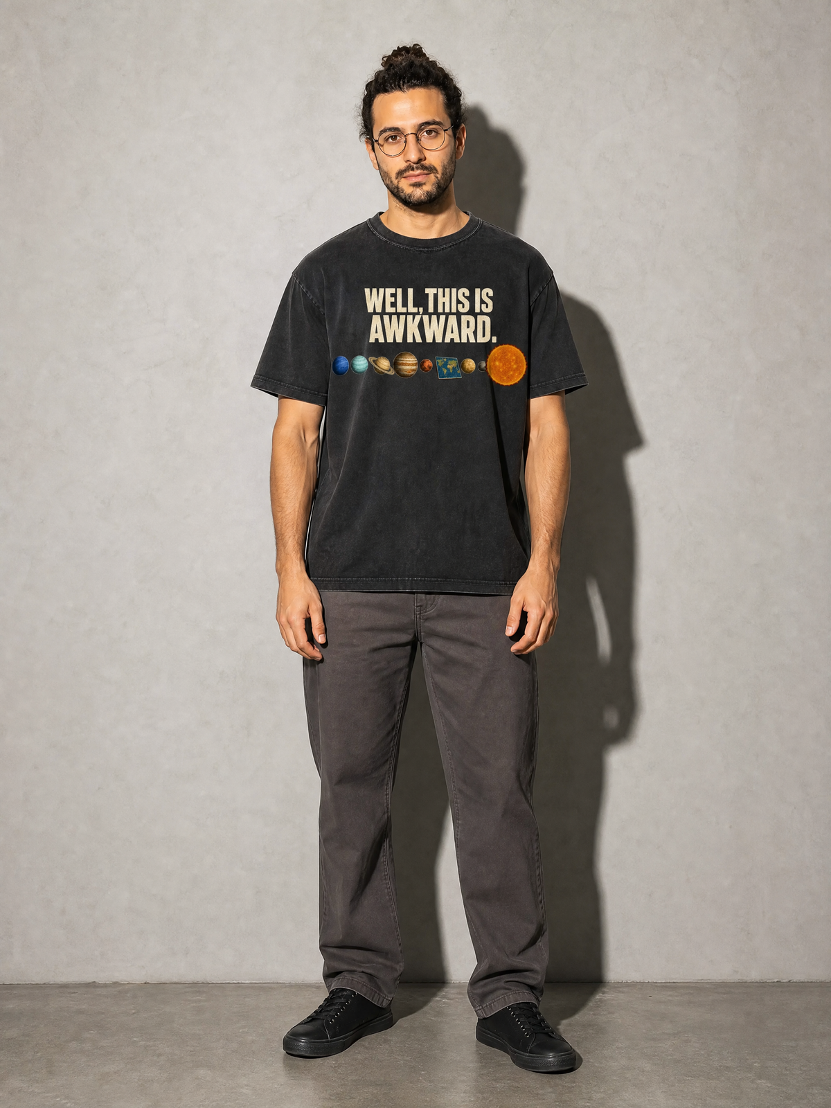 Well, This Is Awkward Premium Shirt - Black - on-model full length