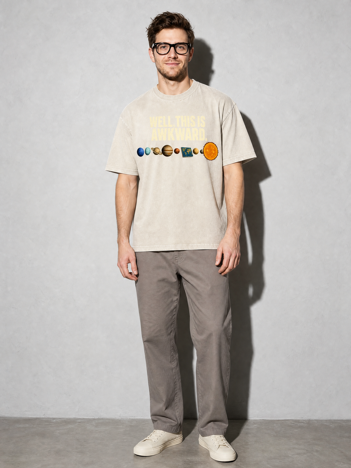 Well, This Is Awkward Premium Shirt - Ivory - on-model full length