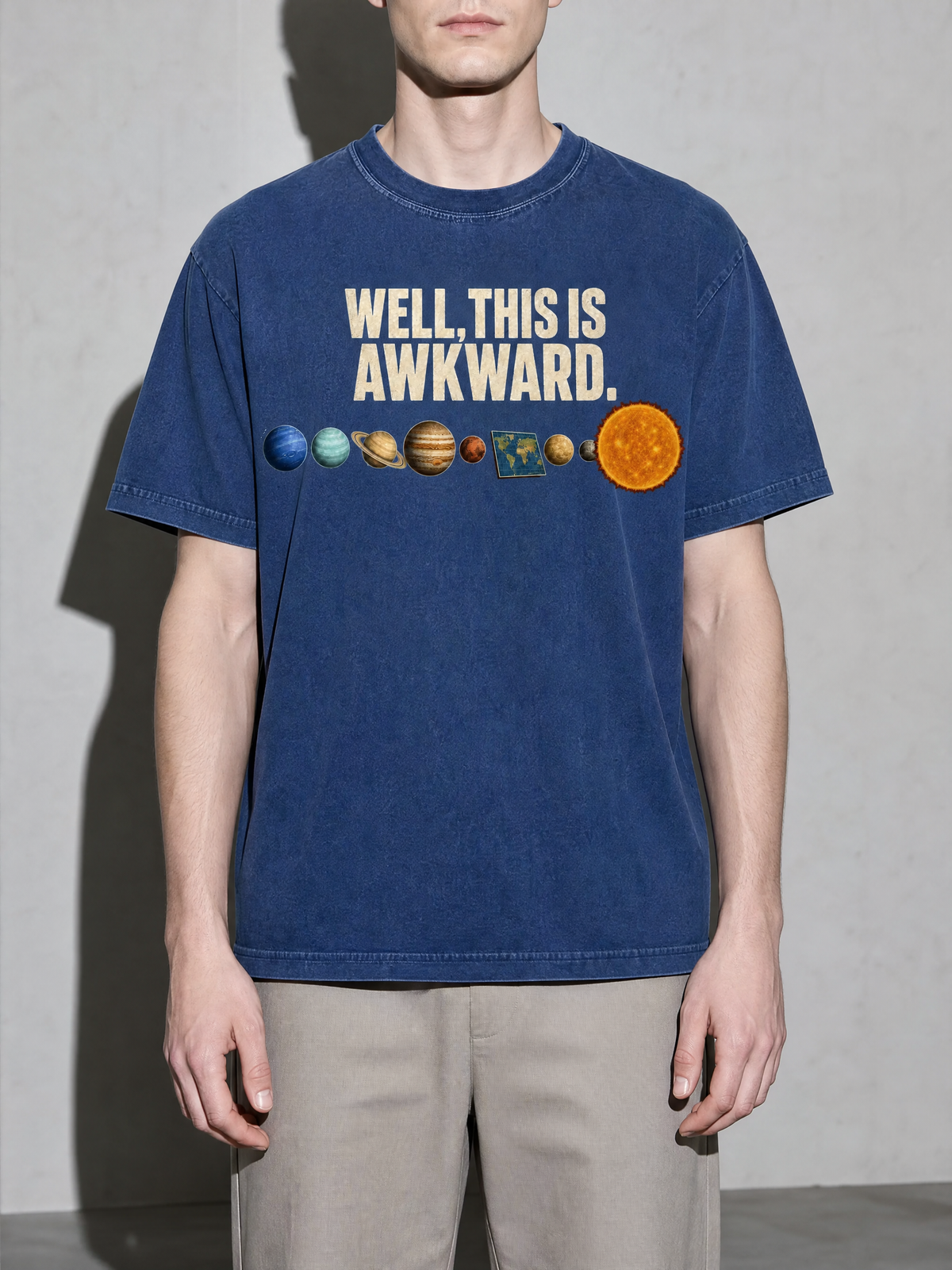 Well, This Is Awkward Premium Shirt - True Navy - on-model zoom