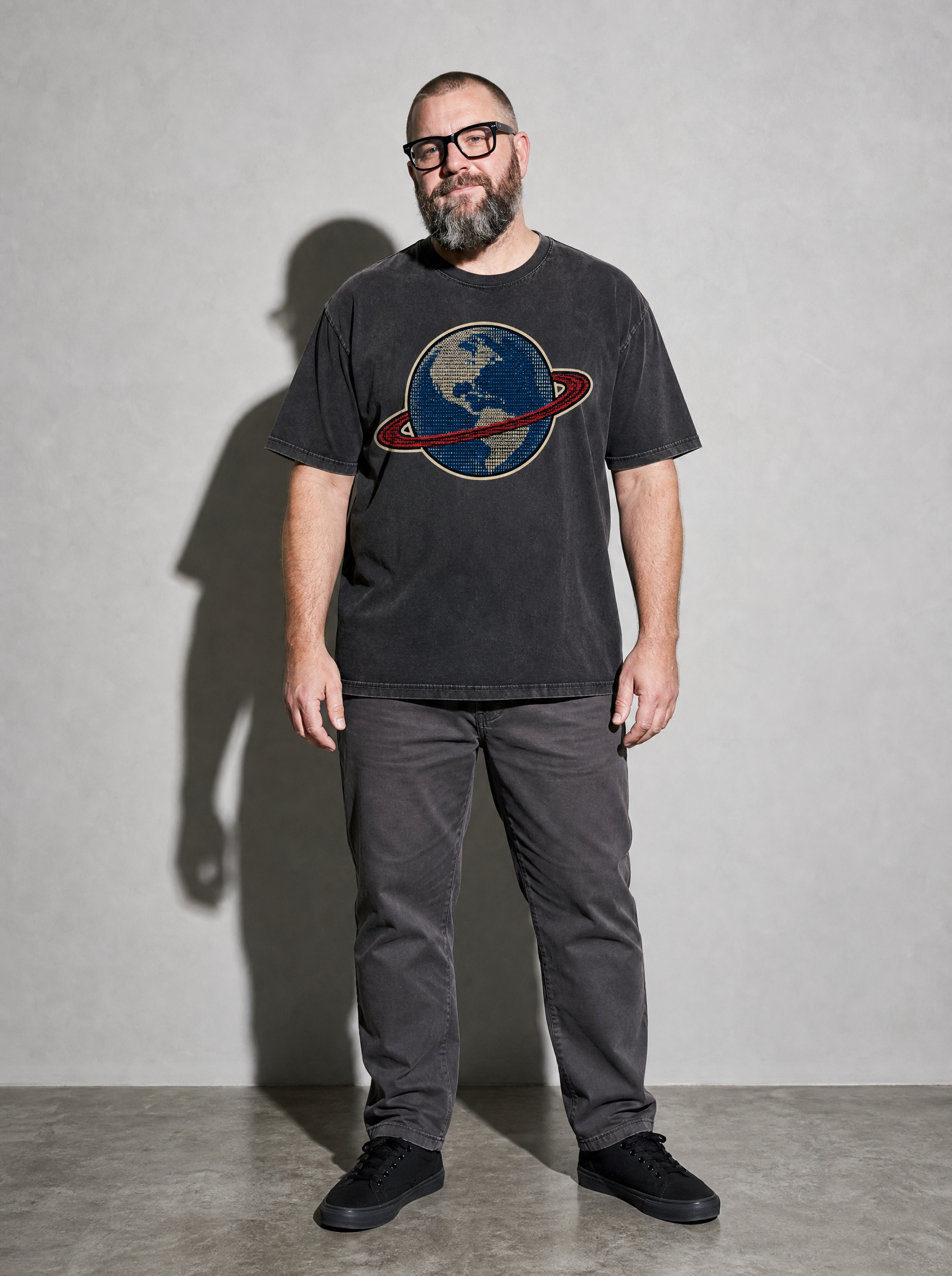 Earth Data Premium Shirt - Black - on-model full length