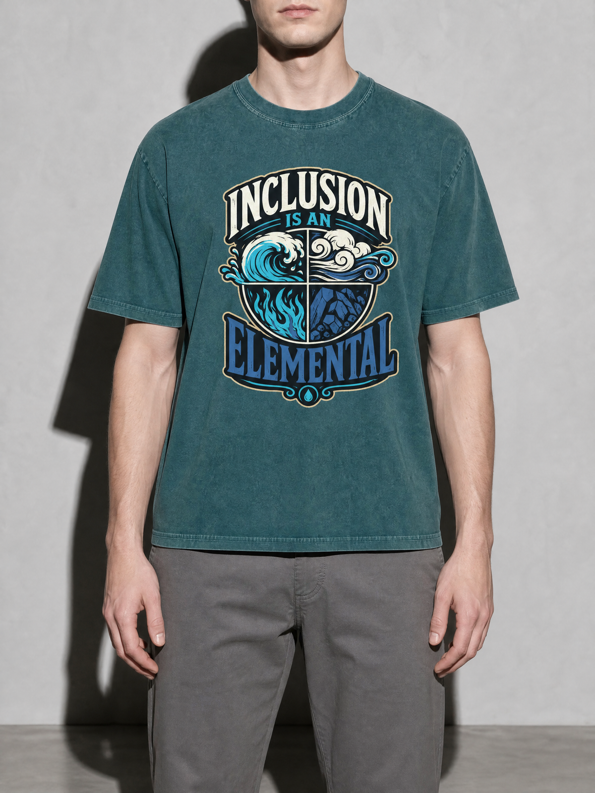 Inclusion Is an Elemental Premium Shirt - Blue Spruce - on-model zoom