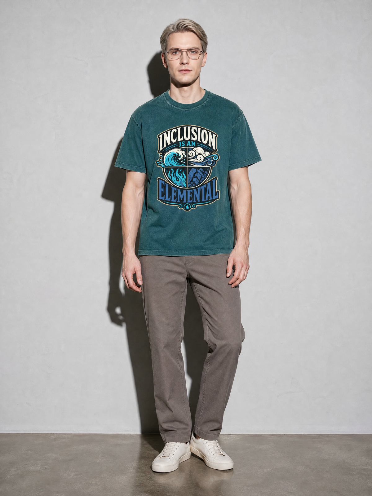 Inclusion Is an Elemental Premium Shirt - Blue Spruce - on-model full length