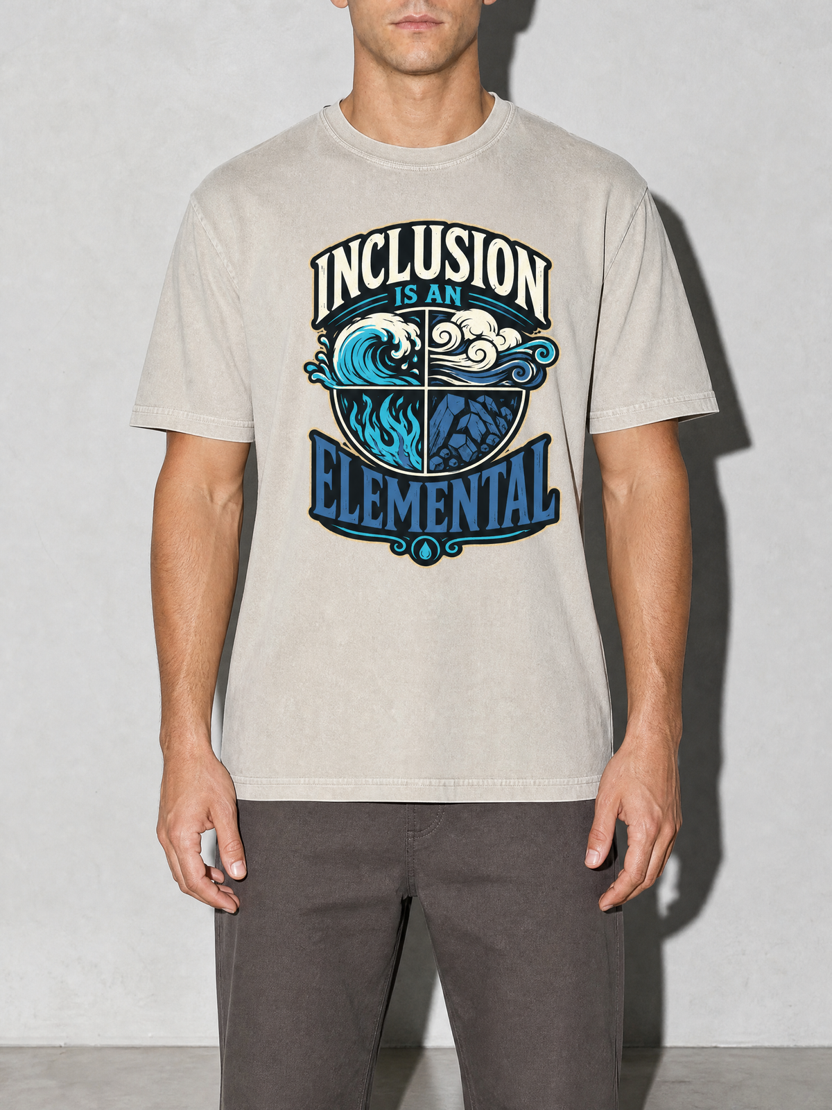 Inclusion Is an Elemental Premium Shirt - Ivory - on-model zoom