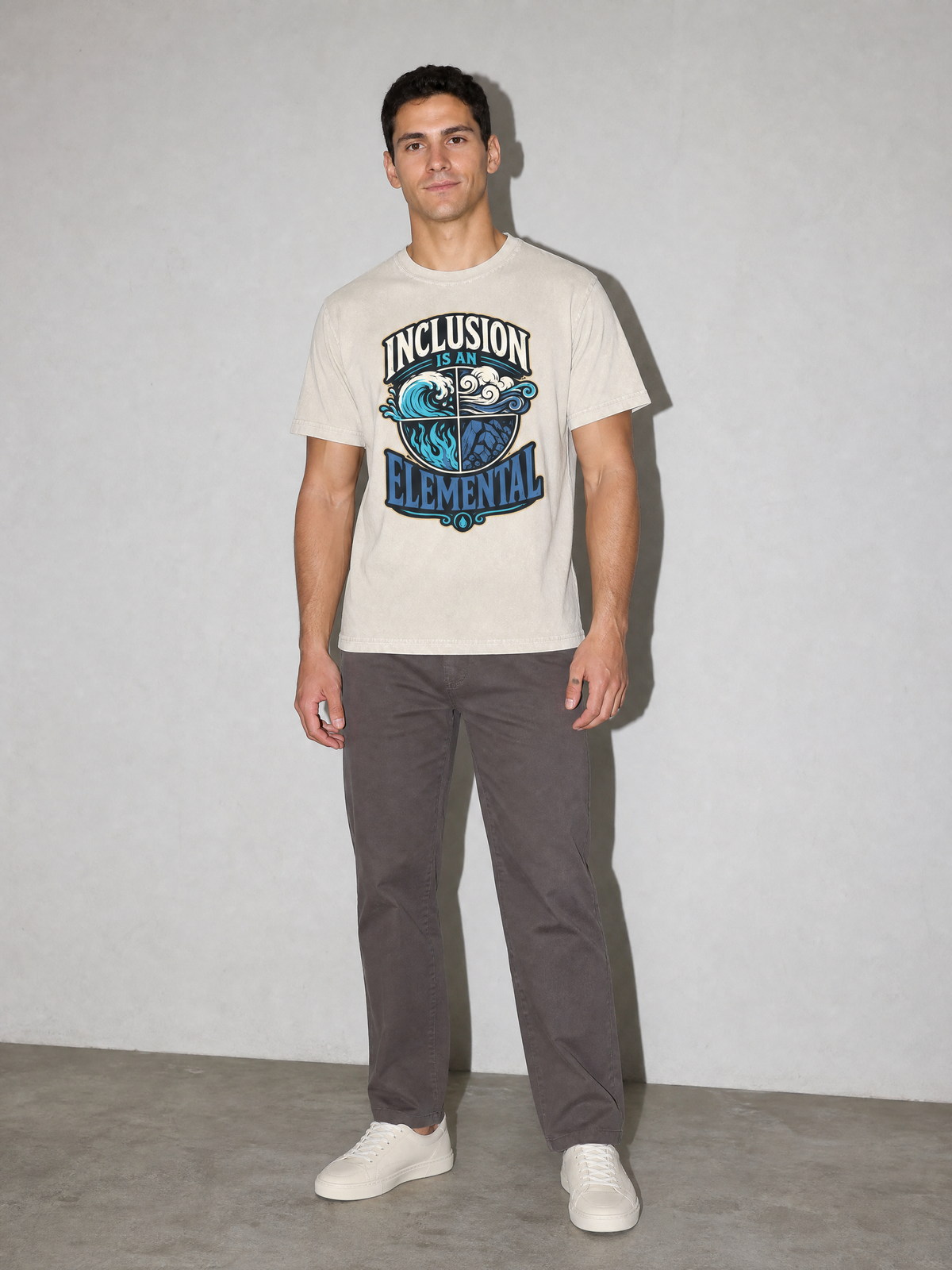 Inclusion Is an Elemental Premium Shirt - Ivory - on-model full length