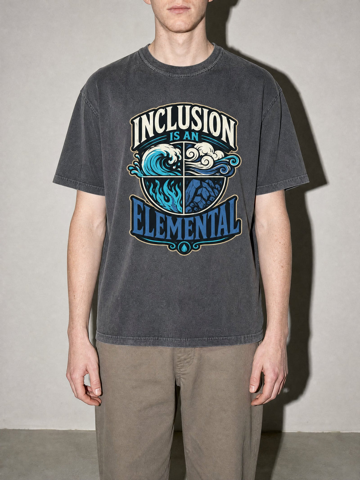Inclusion Is an Elemental Premium Shirt - Pepper - on-model zoom