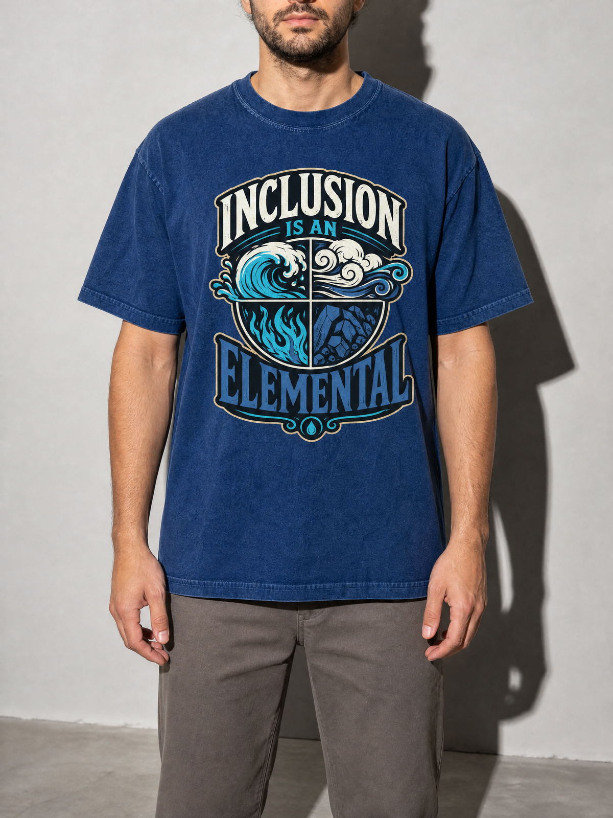 Inclusion Is an Elemental Premium Shirt - True Navy - on-model zoom