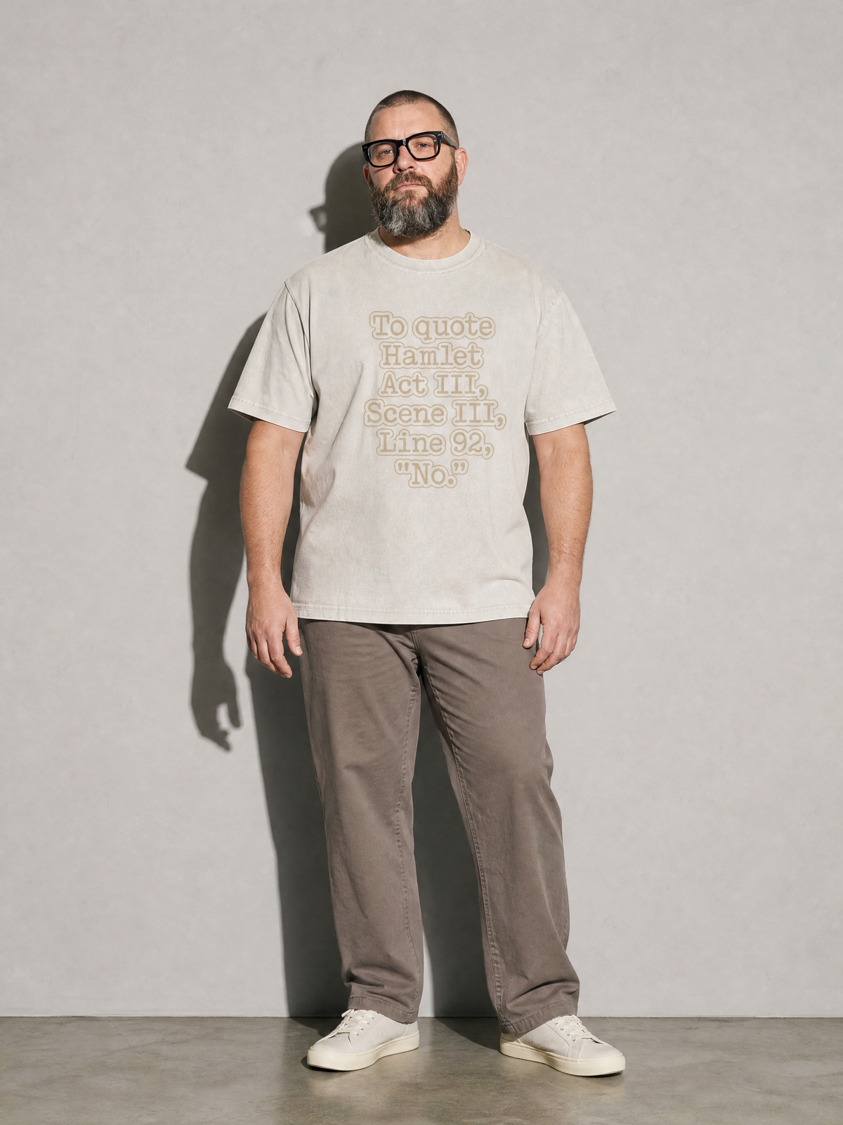 To Quote Hamlet: No Premium Shirt - Ivory - on-model full length