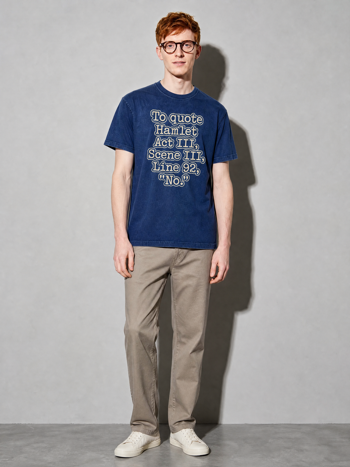 To Quote Hamlet: No Premium Shirt - True Navy - on-model full length