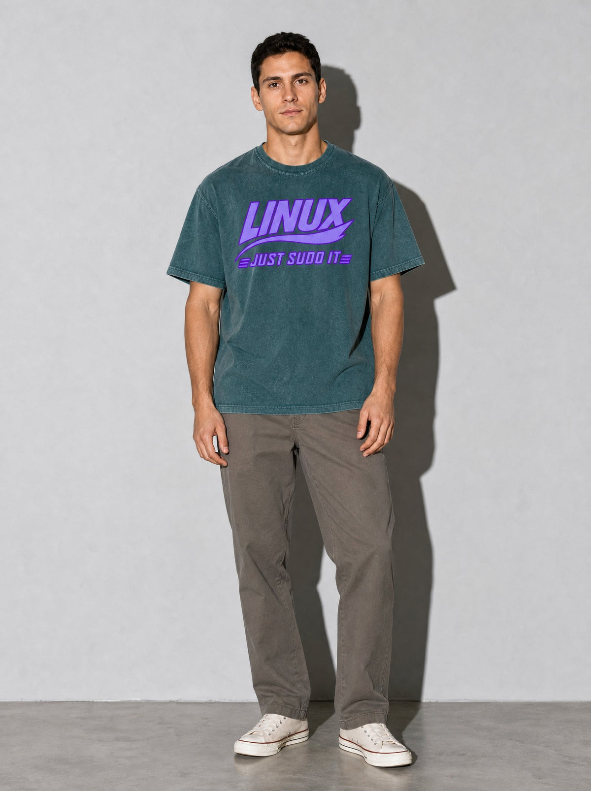 Just Sudo It Premium Shirt - Blue Spruce - on-model full length