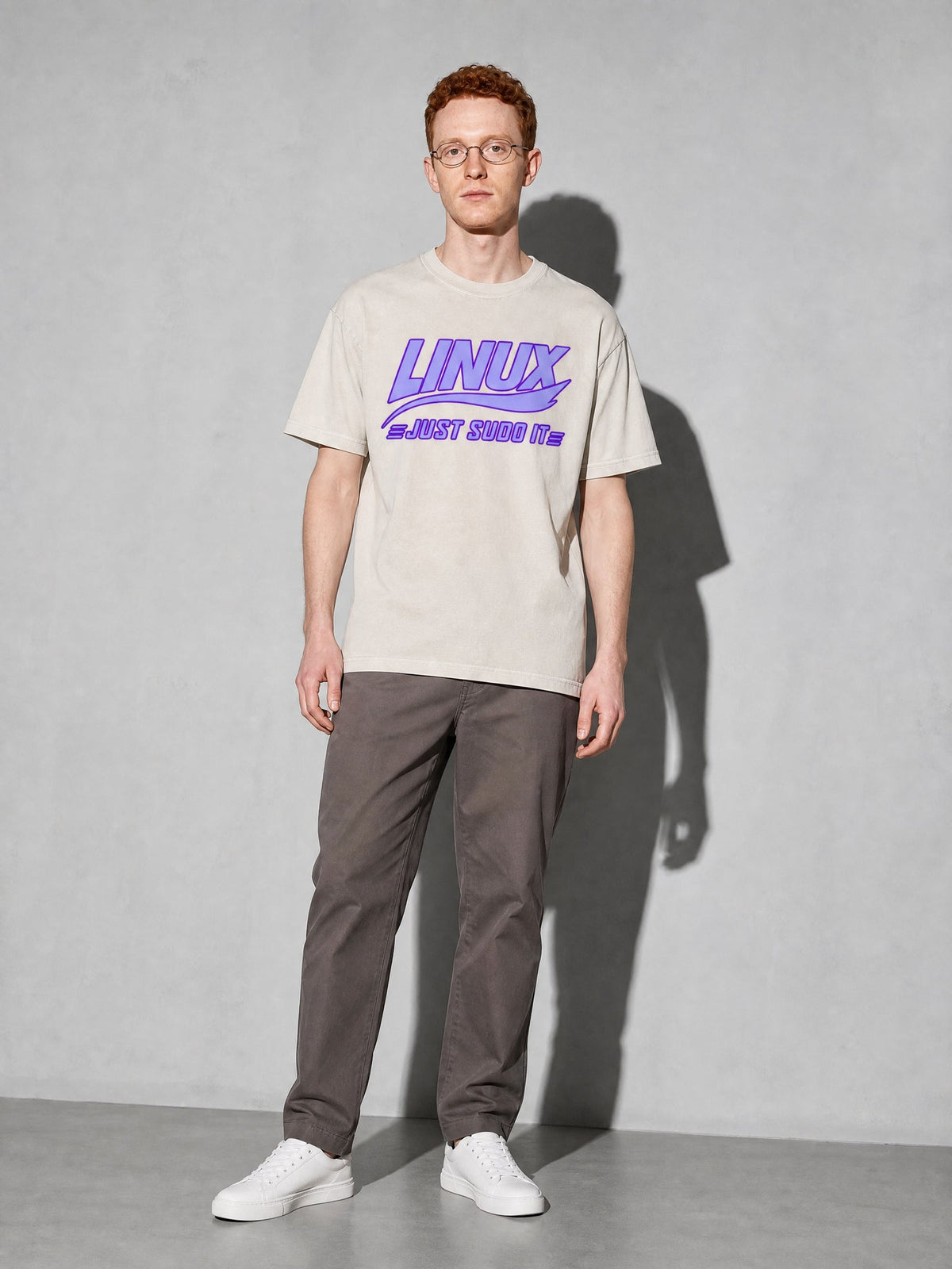 Just Sudo It Premium Shirt - Ivory - on-model full length