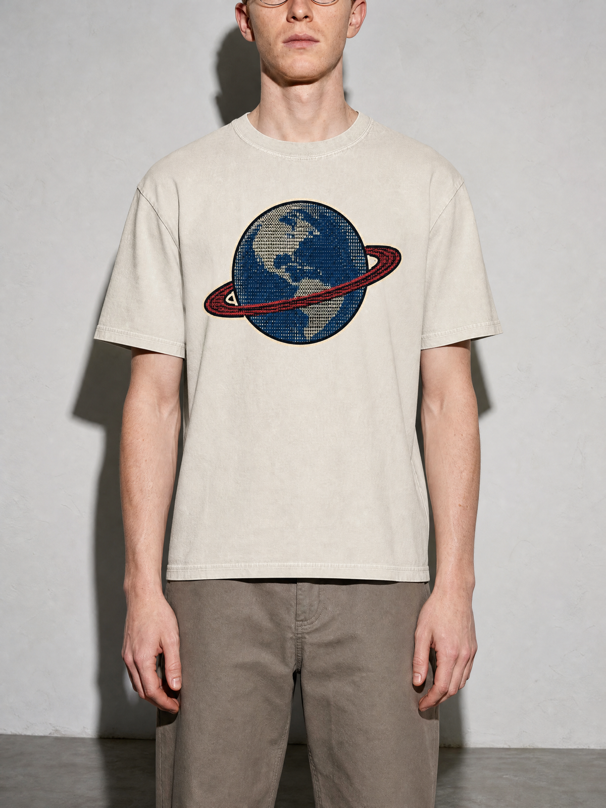 Earth Data Premium Shirt - Ivory - on-model zoom