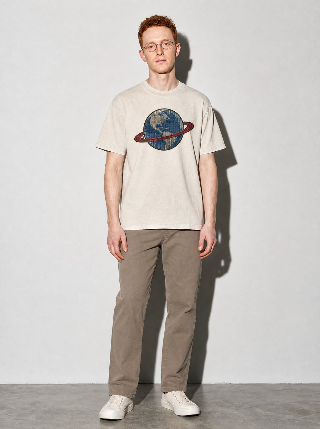 Earth Data Premium Shirt - Ivory - on-model full length