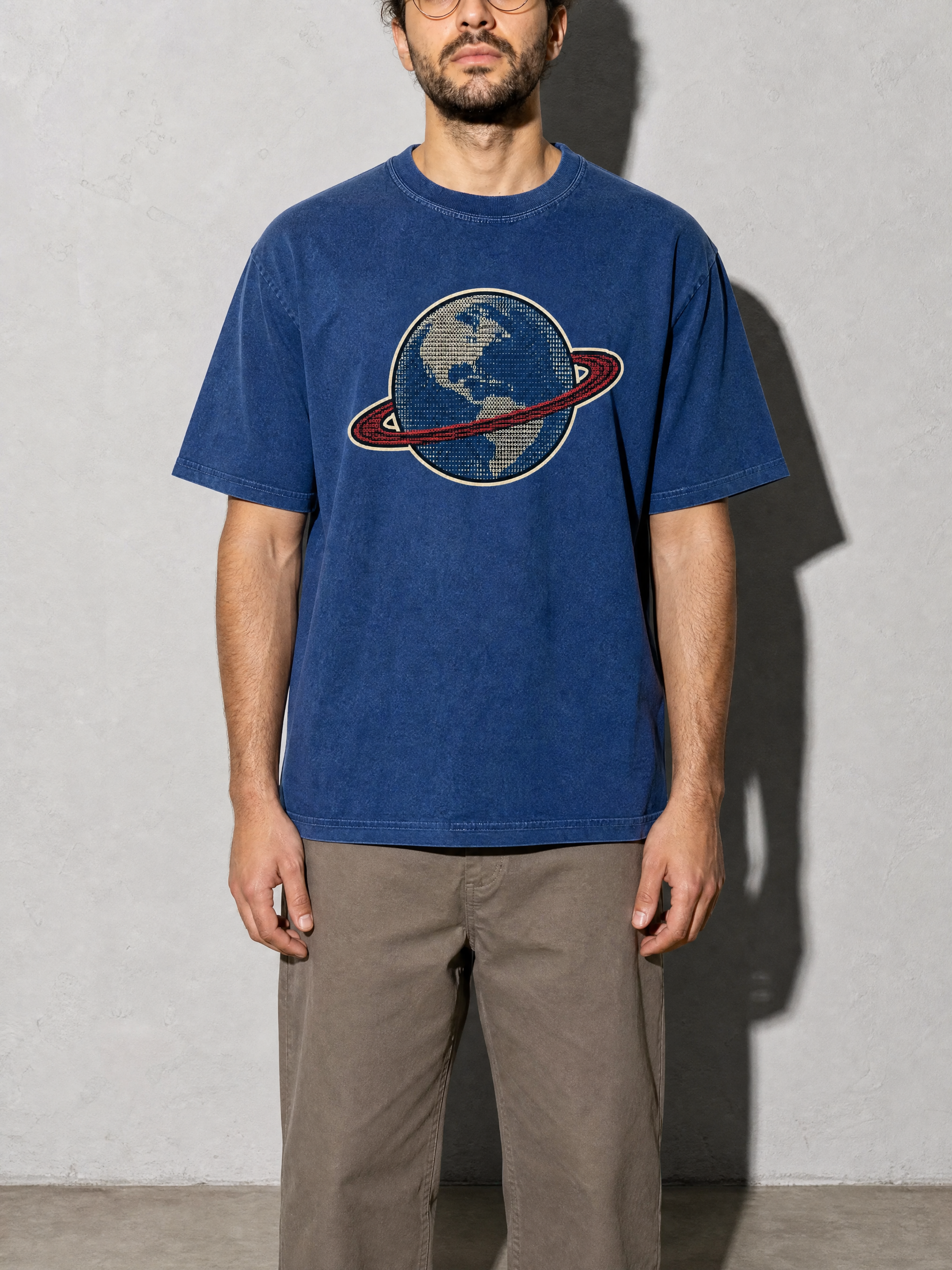 Earth Data Premium Shirt - True Navy - on-model zoom