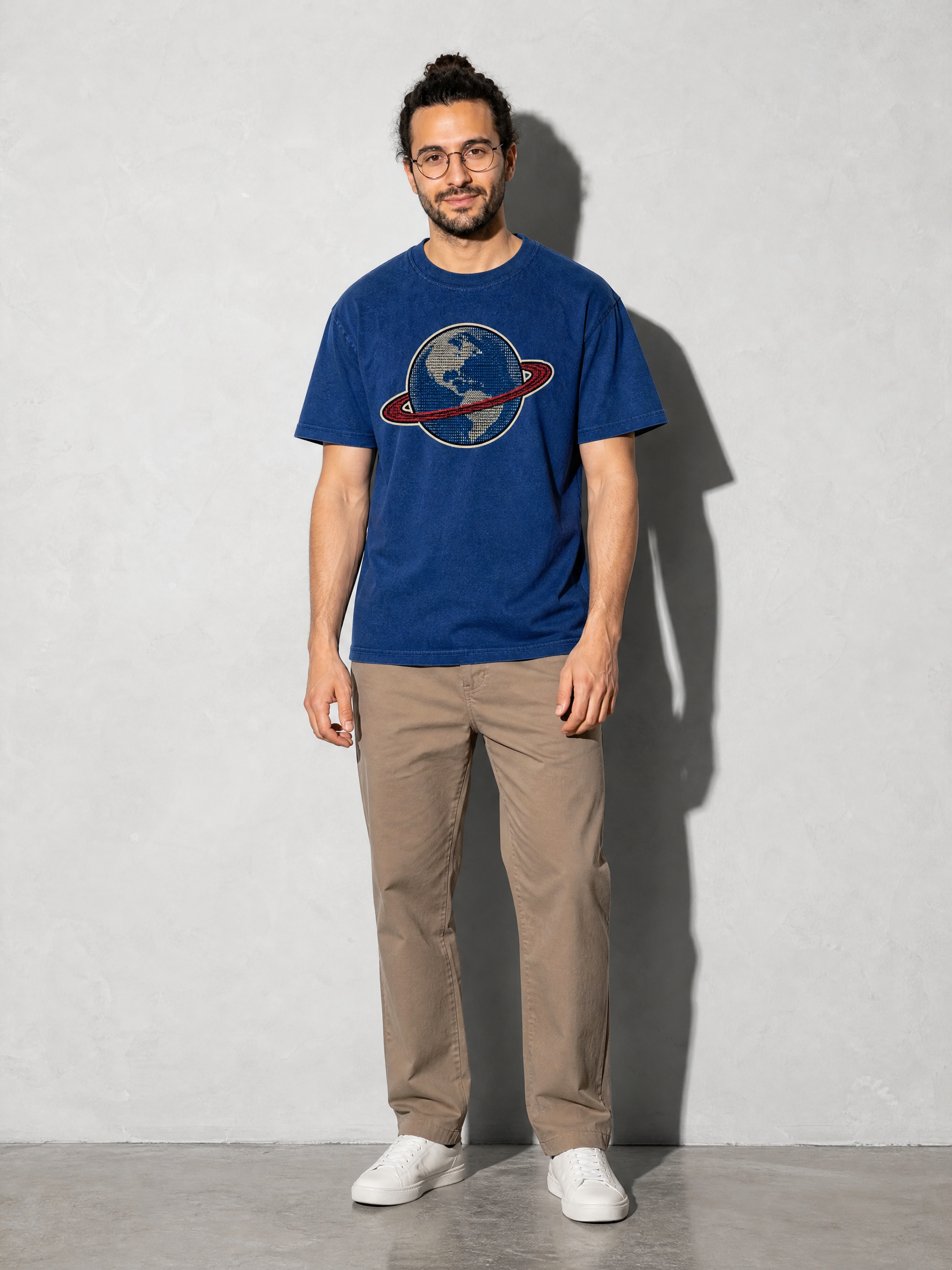 Earth Data Premium Shirt - True Navy - on-model full length