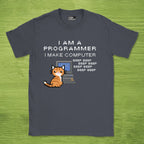 Code Culture i am a programmer i make computer shirt funny programmer T-Shirt in Dark Heather Grey — Code Culture developer clothing