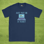Code Culture just put in a ticket shirt funny programmer T-Shirt in Navy — Code Culture developer clothing