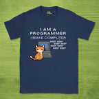 Code Culture i am a programmer i make computer shirt funny programmer T-Shirt in Navy — Code Culture developer clothing