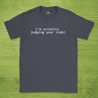 Code Culture i'm silently judging your code shirt funny programmer T-Shirt in Dark Heather Grey — Code Culture developer clothing