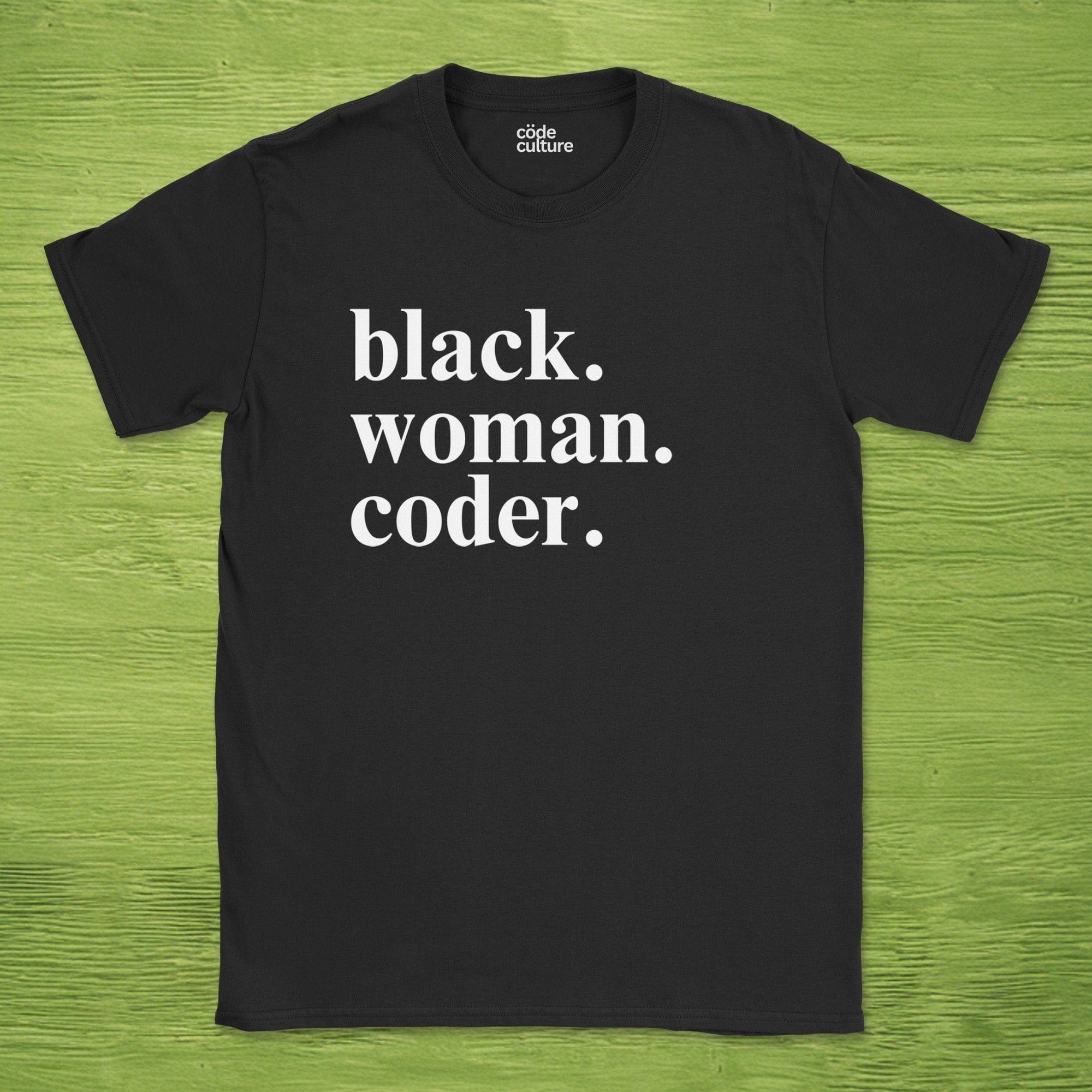 black woman coder shirt