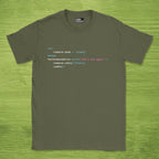 Code Culture romance.mode shirt funny programmer T-Shirt in Military Green — Code Culture developer clothing