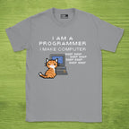 Code Culture i am a programmer i make computer shirt funny programmer T-Shirt in Sport Grey — Code Culture developer clothing