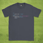 Code Culture romance.mode shirt funny programmer T-Shirt in Dark Heather Grey — Code Culture developer clothing