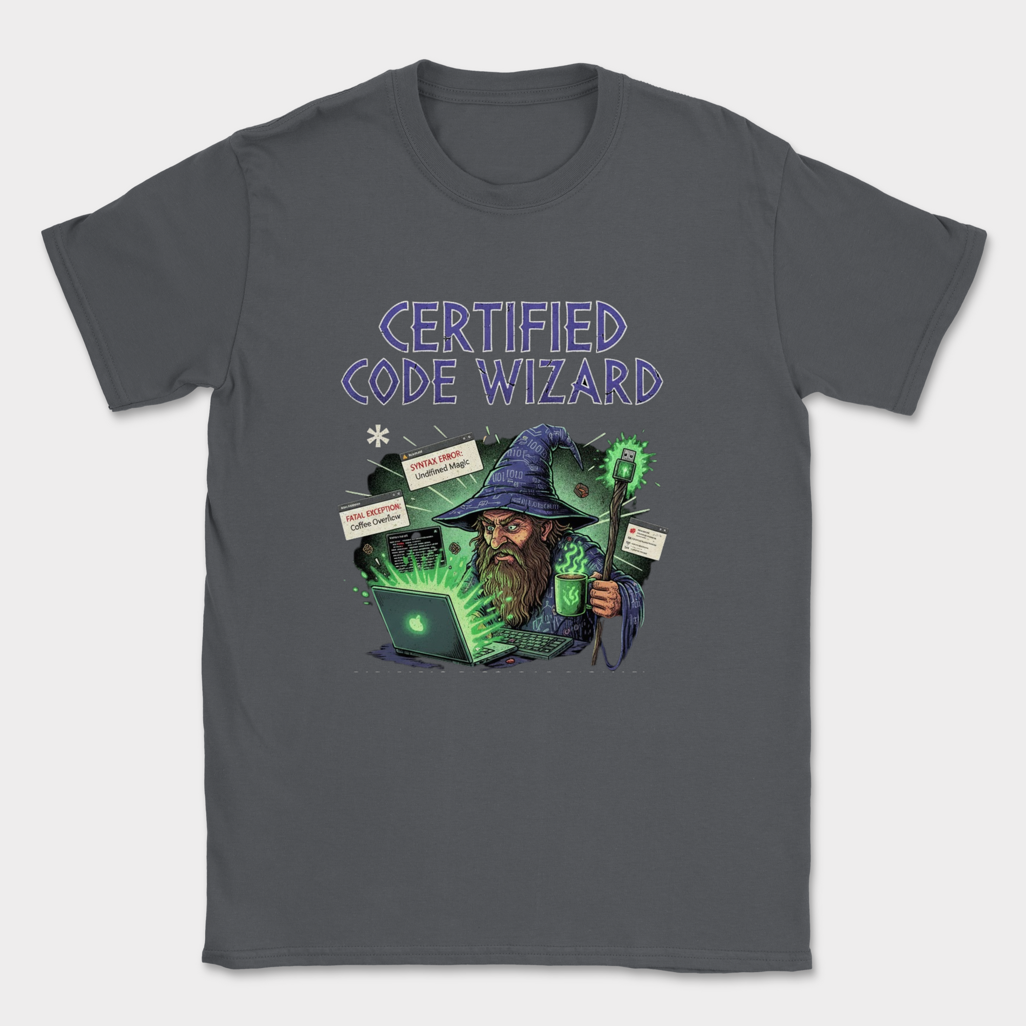 certified code wizard shirt — Dark Heather Grey