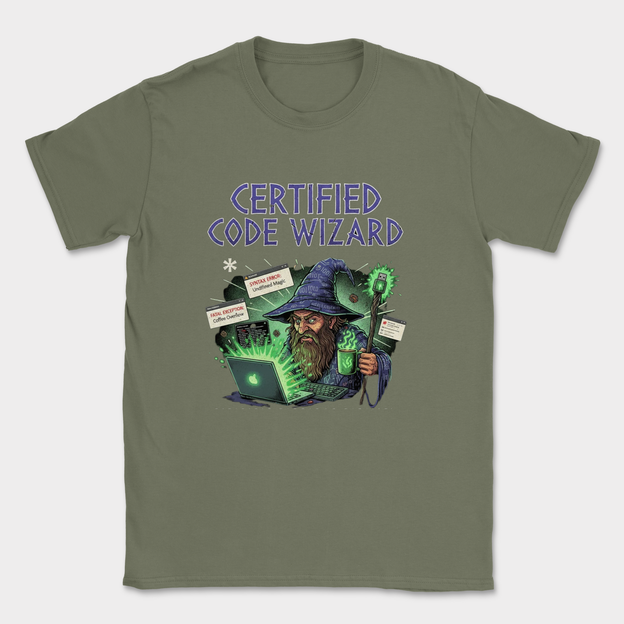 certified code wizard shirt — Military Green