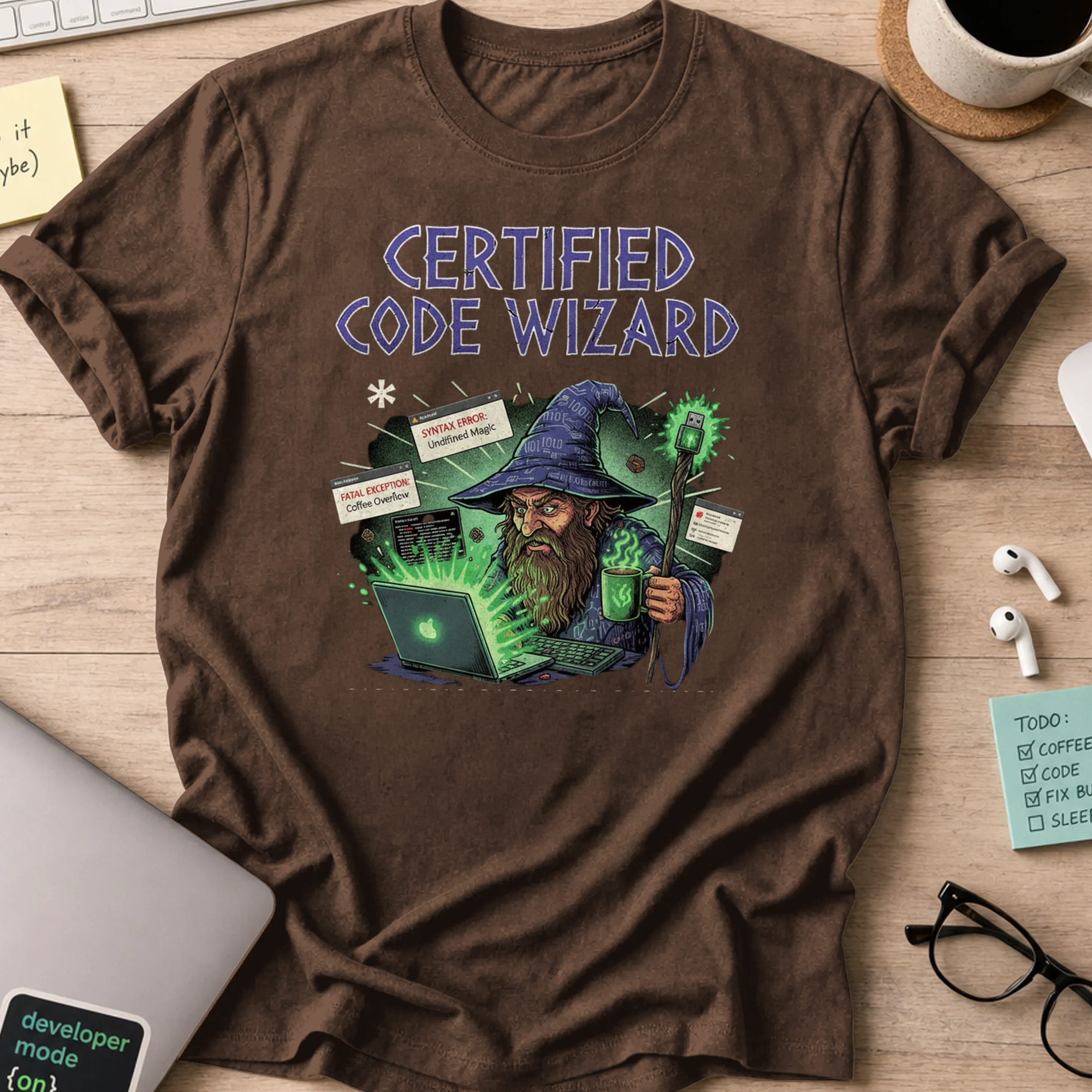 certified code wizard shirt - Dark Chocolate